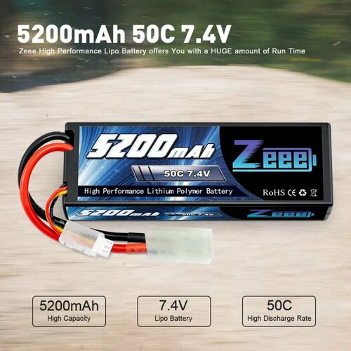 Аккумулятор для радиоуправляемой машинки 7.4V Li-Po ZEEE POWER 5200mah 50C разъем TAMIYA аккумулятор для радиоуправляемой машинки 11 1v li po 5200mah 80c разъем xt60