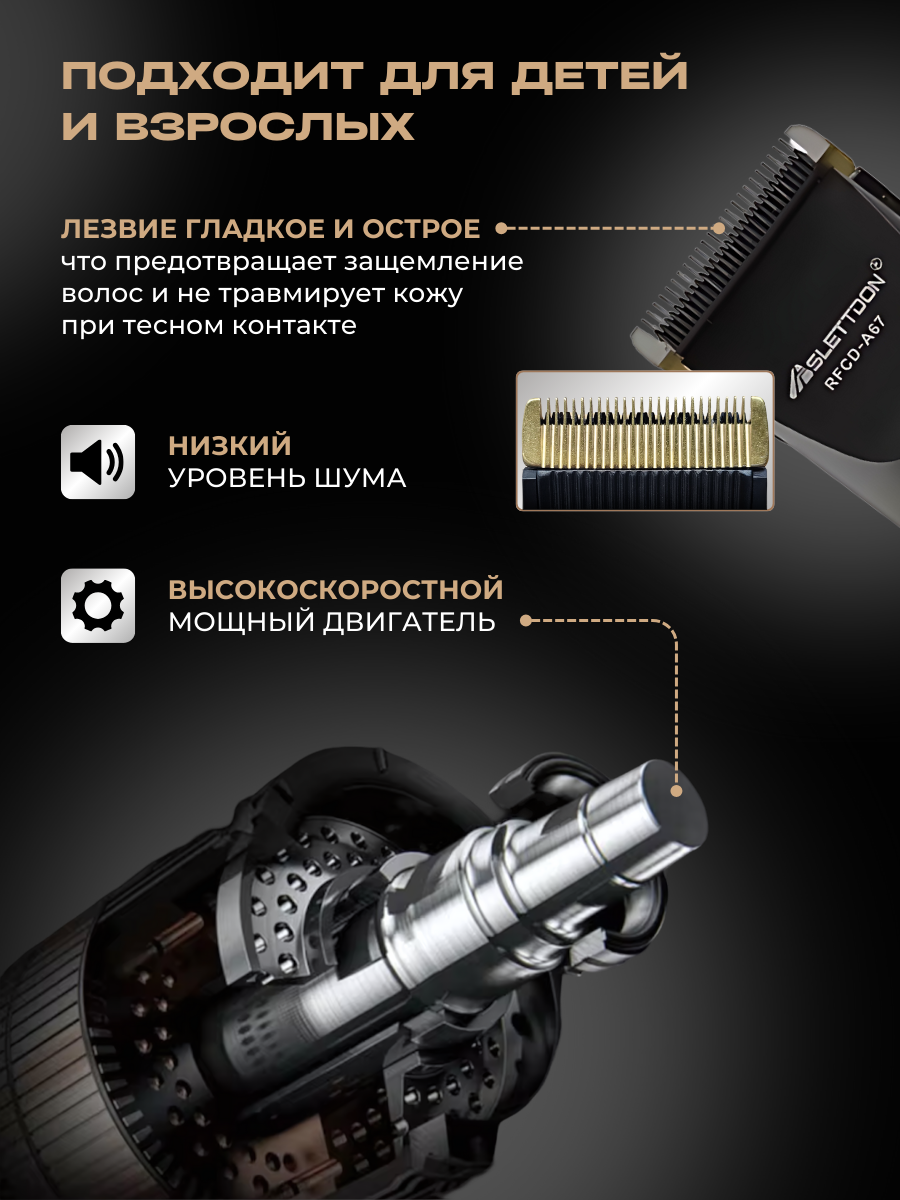 Машинка для стрижки Aslettdon с насадкой для бороды — фото 1