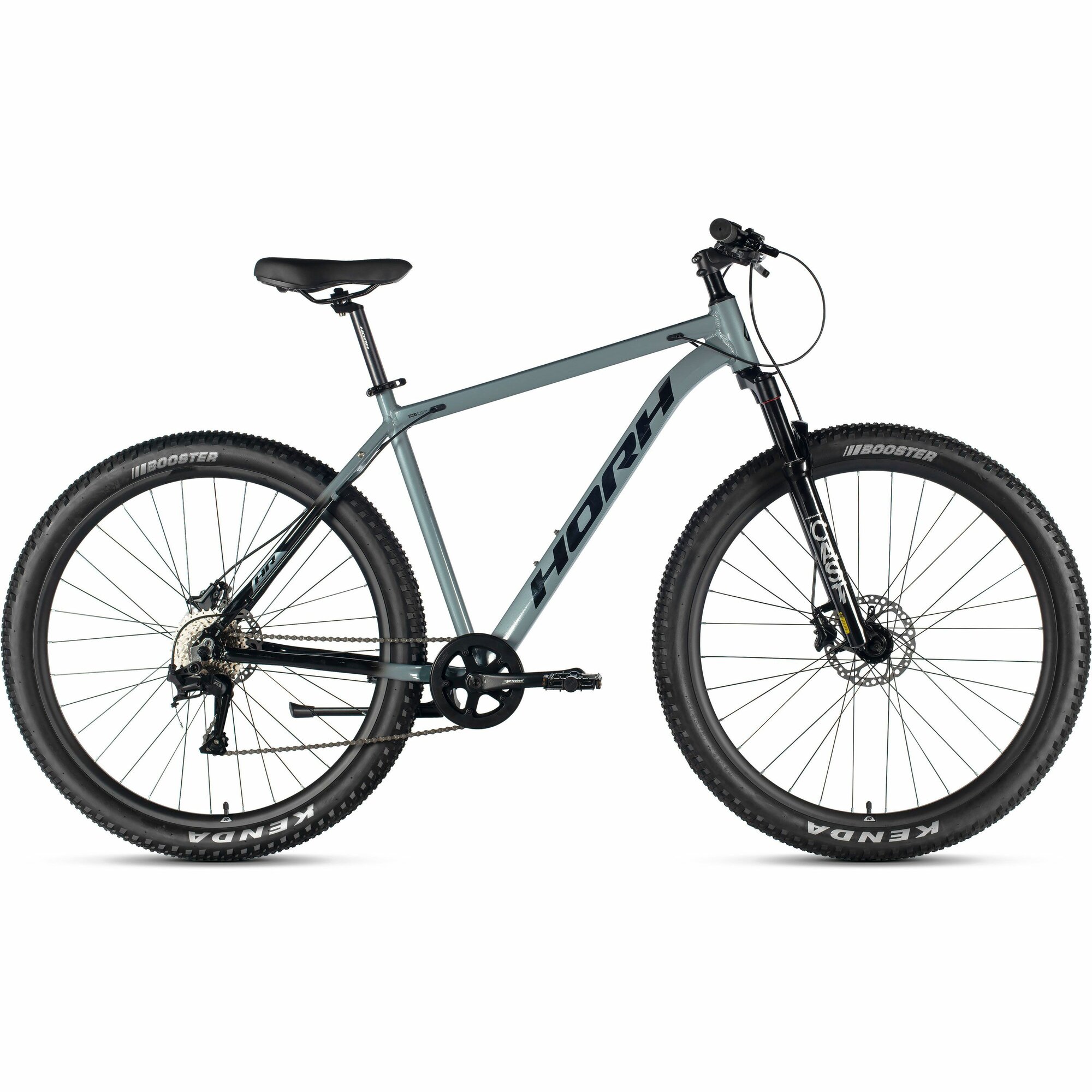 Велосипед горный HORH Cast AM 29" (2024), хардтейл, взрослый, мужской, алюминиевая рама, 8 скоростей, дисковые гидравлические тормоза, цвет Grey-Black, серый/черный цвет, размер рамы 23", для роста 190-205 см