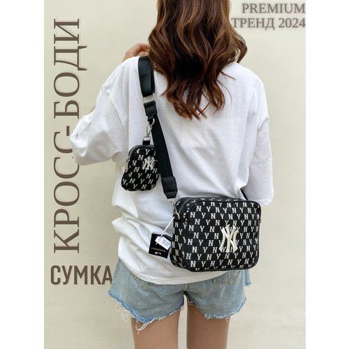 Сумка кросс-боди  W-BAG-OX-1025-BLK, фактура гладкая, белый, черный