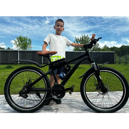 Велосипед RICHIESTO 24 Алюминиевая рама 14 Горный Для детей и подростков Спортивный Универсальный черно-коричневый 2450000₽