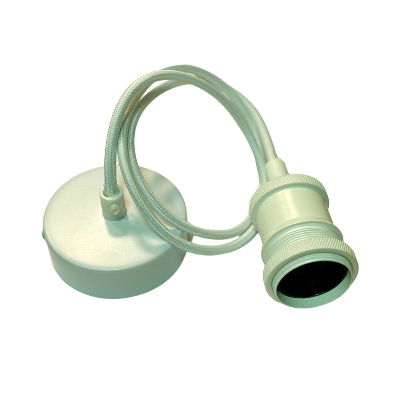 фото Декоративный подвесной светильник с винтажным патроном Е27 цвет белый