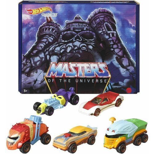фото Подарочный набор из 5 машинок hot wheels masters of the universe, с персонажами хи-меном, скелетором, человеком-воином, зверочеловеком и тилой
