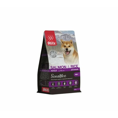 Сухой корм для собак Blitz Sensitive Adult Salmon & Rice лосось с рисом, для взрослых собак, 1,8 кг