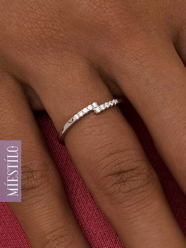 Изображение товара Кольцо тонкое, дорожка, серебро, 925 проба, родирование, фианит