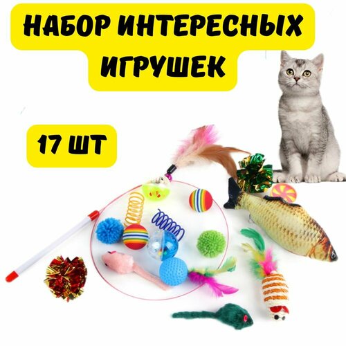 Игрушки для кошек, игрушки для кошек интерактивные, дразнилка, набор игровой 17 шт