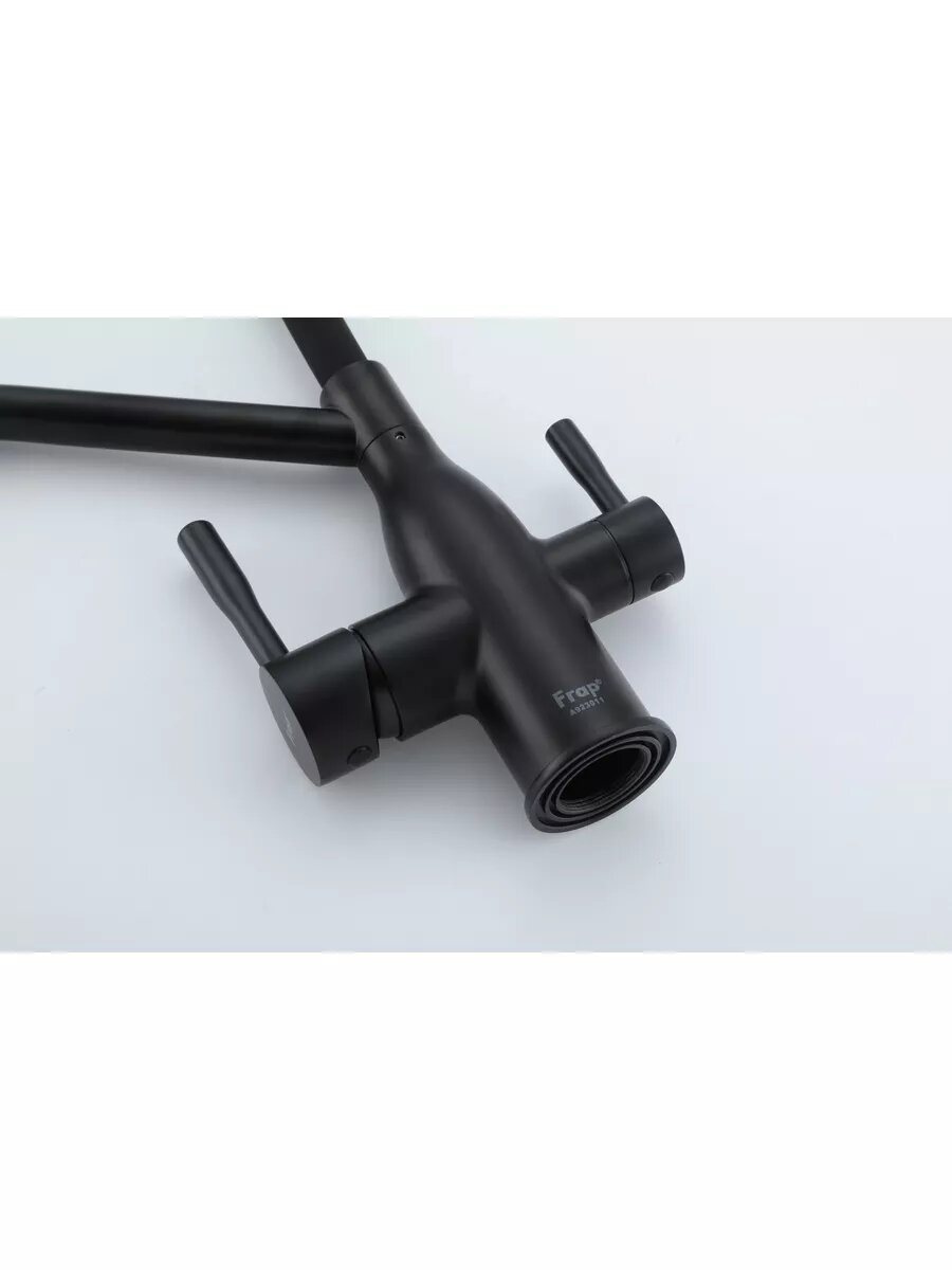 Смеситель для кухни F4397-6, с переключателем на фильтр, поворотный излив, черный — фото 1