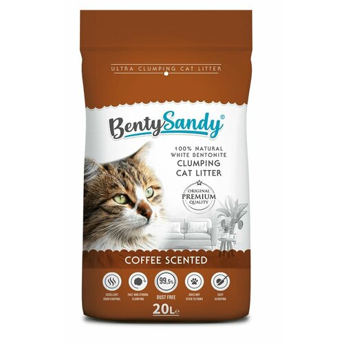 фото Bentysandy coffee наполнитель для кошачьего туалета комкующийся, глиняный, с ароматом кофе - 17,2 кг (20 л)