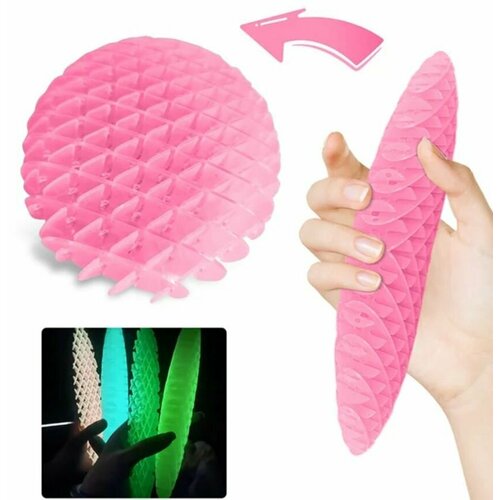 Игрушка-антистресс гибкий червяк Fidget Worm розовый фосфорный 12 см 194₽