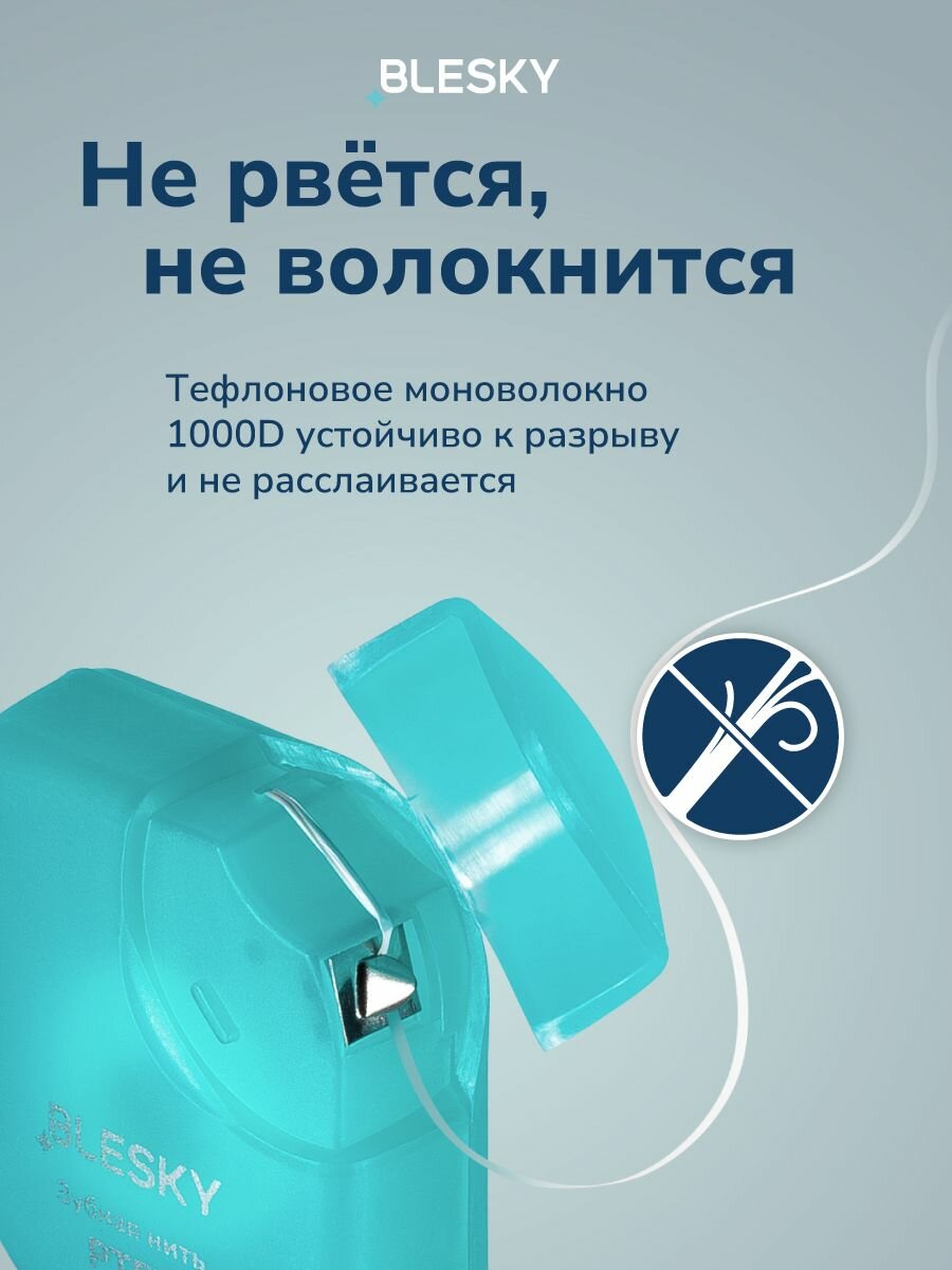 Изображение Плоская тефлоновая зубная нить BLESKY PTFE, 35 м, 4 шт