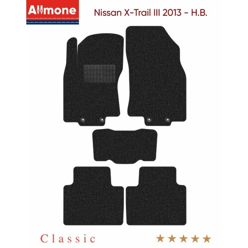 фото Ворсовые коврики allmone для nissan x-trail 3 (t32) 2013 - н. в, темно-серые, "классик", 5шт / ниссан трейл 3 текстильные, в салон
