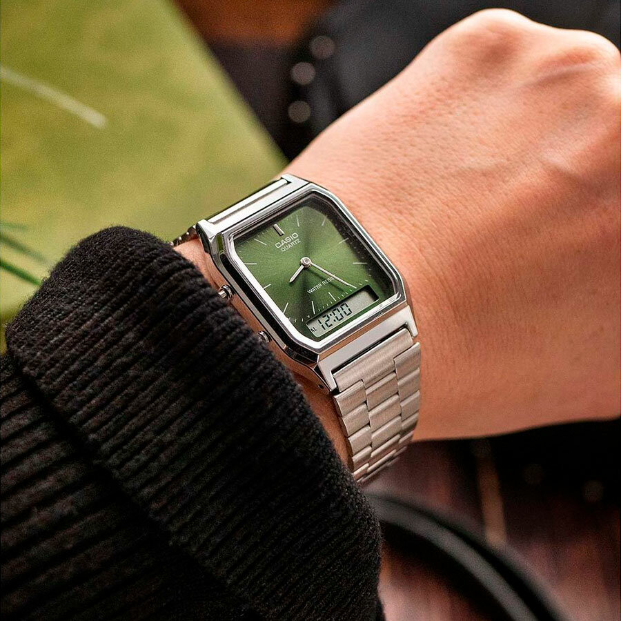 Наручные часы CASIO, зеленый/серебряный — фото 1