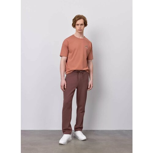 фото Брюки спортивные just clothes коричневый. декор термологотип. пояс резинка, шнурок. карманы спереди 2 молн, сзади нет. д 102см., размер m, коричневый