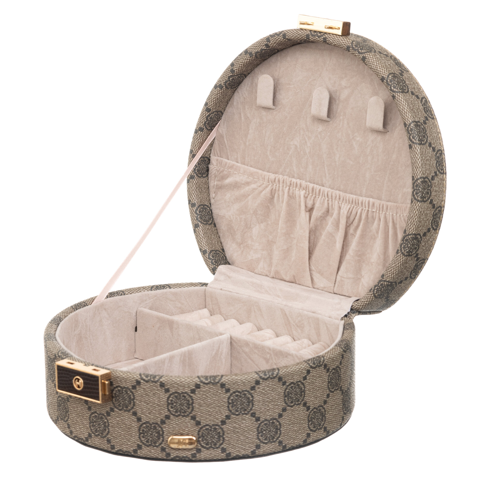 Шкатулка для украшений Jardin D'Ete, 16.8 х 15 х 7 см, искусственная кожа, цвет коричнево-бежевый (PE62970)