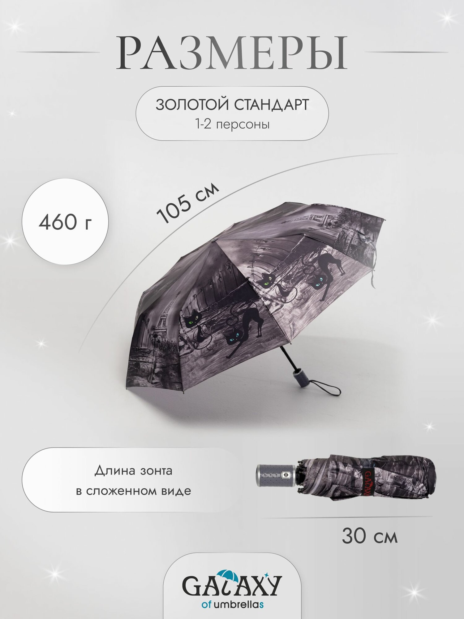 Зонт GALAXY OF UMBRELLAS, серый — фото 1