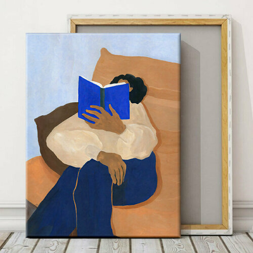 Картина на холсте 50х70 см "Рисунок девушка с книгой", на стену для интерьера 28 Kartin