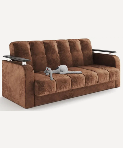 Изображение товара Диван раскладной Престиж плюш DIVANO, с подлокотниками, со спальным местом, 120х182 см, велюр, коричневый дизайн 6