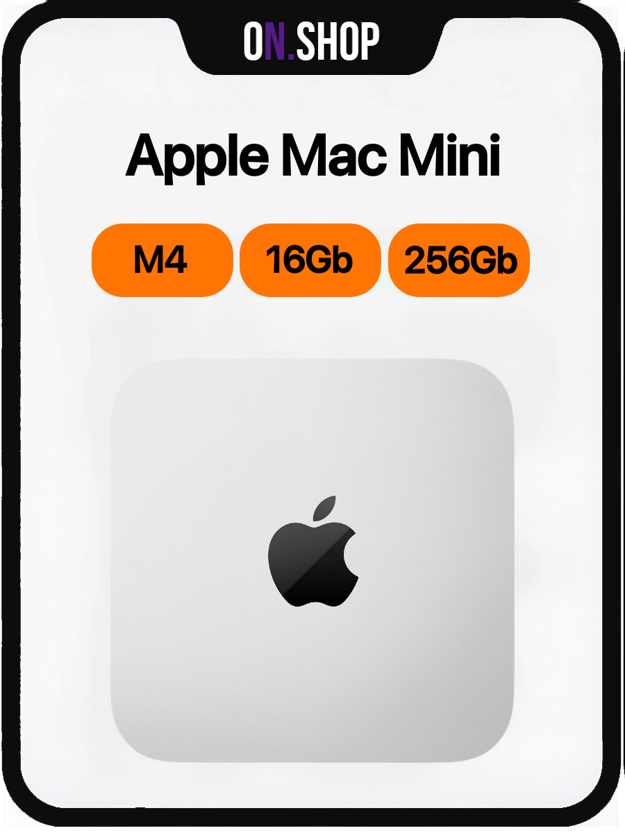 Мини настольный компьютер Apple Mac Mini (M4 10C CPU, 10C GPU, 2024) 16 ГБ, 256 ГБ SSD