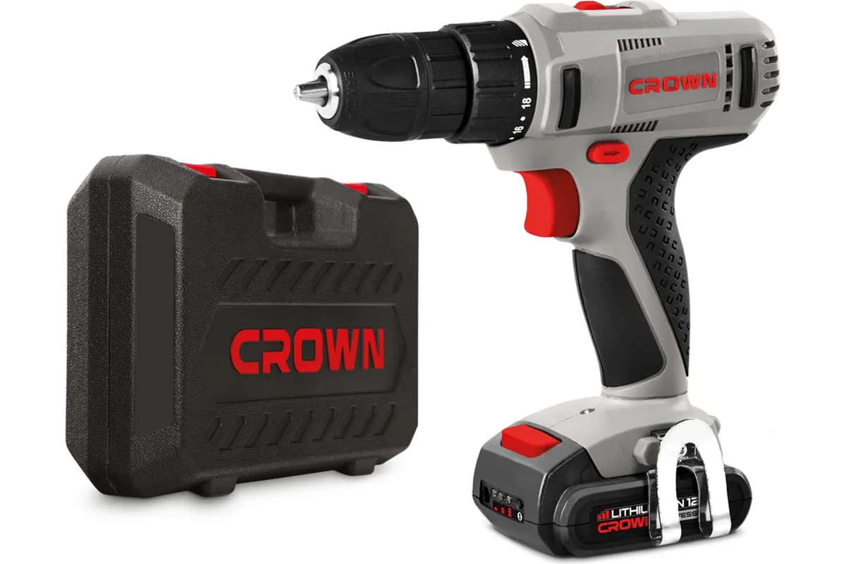 Дрель-шуруповерт CROWN CT21052LHBMC, 2 аккумуляторная, Li-Ion, 1500 мА·ч