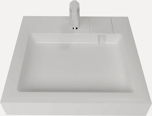 Изображение товара Раковина над стиральной машиной Stella Polar Солярис 60x60 на кронштейнах, белая, глянцевая, раковина для ванной из искусственного мрамора, квадратная