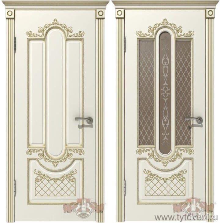 Дверь межкомнатная Александрия 2 60х2000 глухая МДФ ясень золото