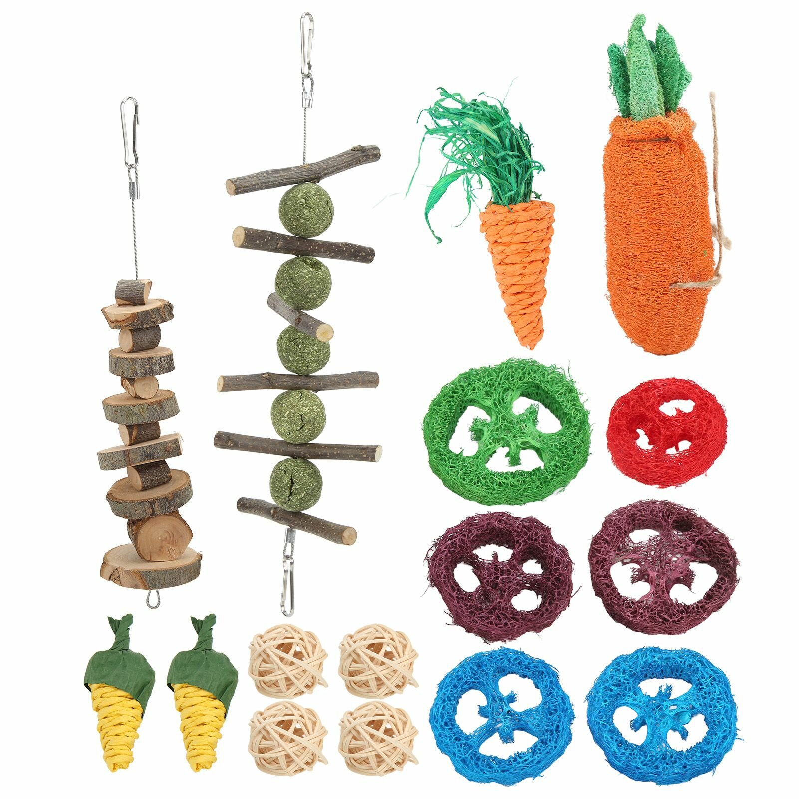 Травяной мячик для грызунов (ротанг морковь)
