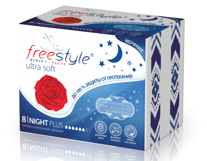 Прокладки женские гигиенические Free Style night (жгп) №8,