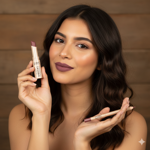 Помада матовая стойкая и устойчивый карандаш для губ в наборе