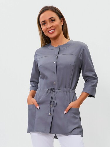 Изображение товара Рубашка Uniformed 404.4.4 , женская, 58 размер, серая, ткань сатори-стрейч