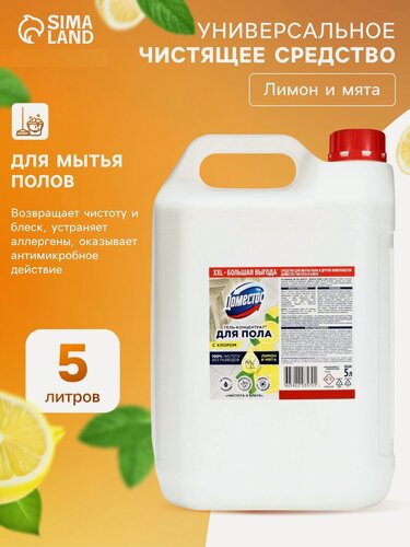 Изображение товара Средство для пола DOMESTOS "Чистота и блеск", для всех типов пола, 5л