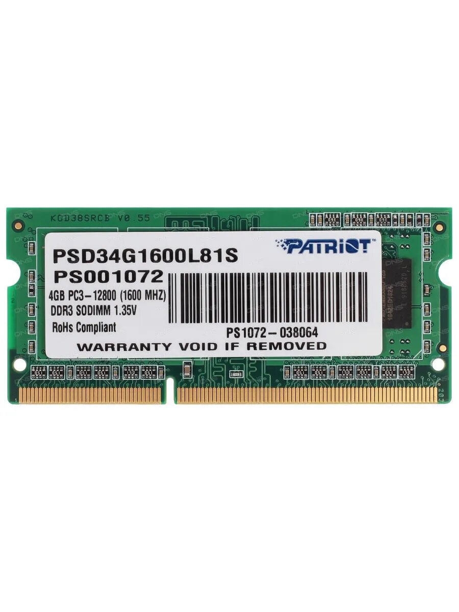 Signature PSD34G1600L81S 4 ГБ SO-DIMM DDR3L, 1600