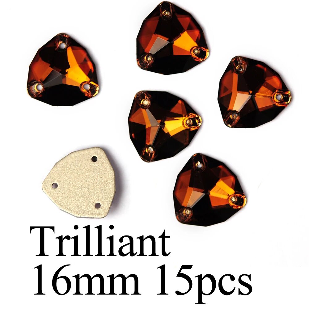 Стразы Trilliant 16mm дымчатый топаз 15шт