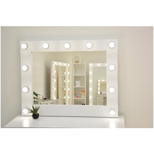 Гримерное зеркало GM Mirror, 100 см х 70 см, белый / косметическое зеркало