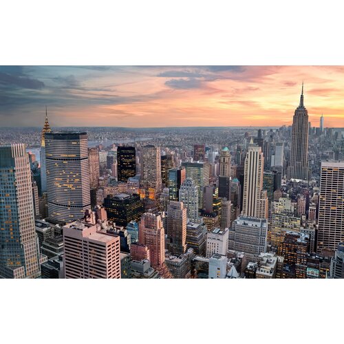 Моющиеся виниловые фотообои GrandPiK Нью-Йорк на рассвете, 420х260 см