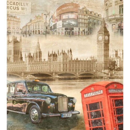 Моющиеся виниловые фотообои Англия. Лондон коллаж, 250х280 см