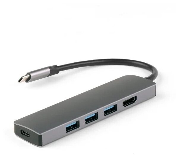 USB-концентратор IQFuture IQ-C5 Type-C USB Hub 5 в 1, USB-C PD, 3 порта USB 3.0, HDMI, кабель Type-C 12 см