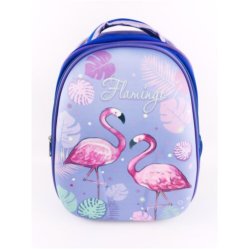 Рюкзак школьный для девочки, размер 39*30*18см. Фламинго. Спинка твердая с мягкими нашивками.