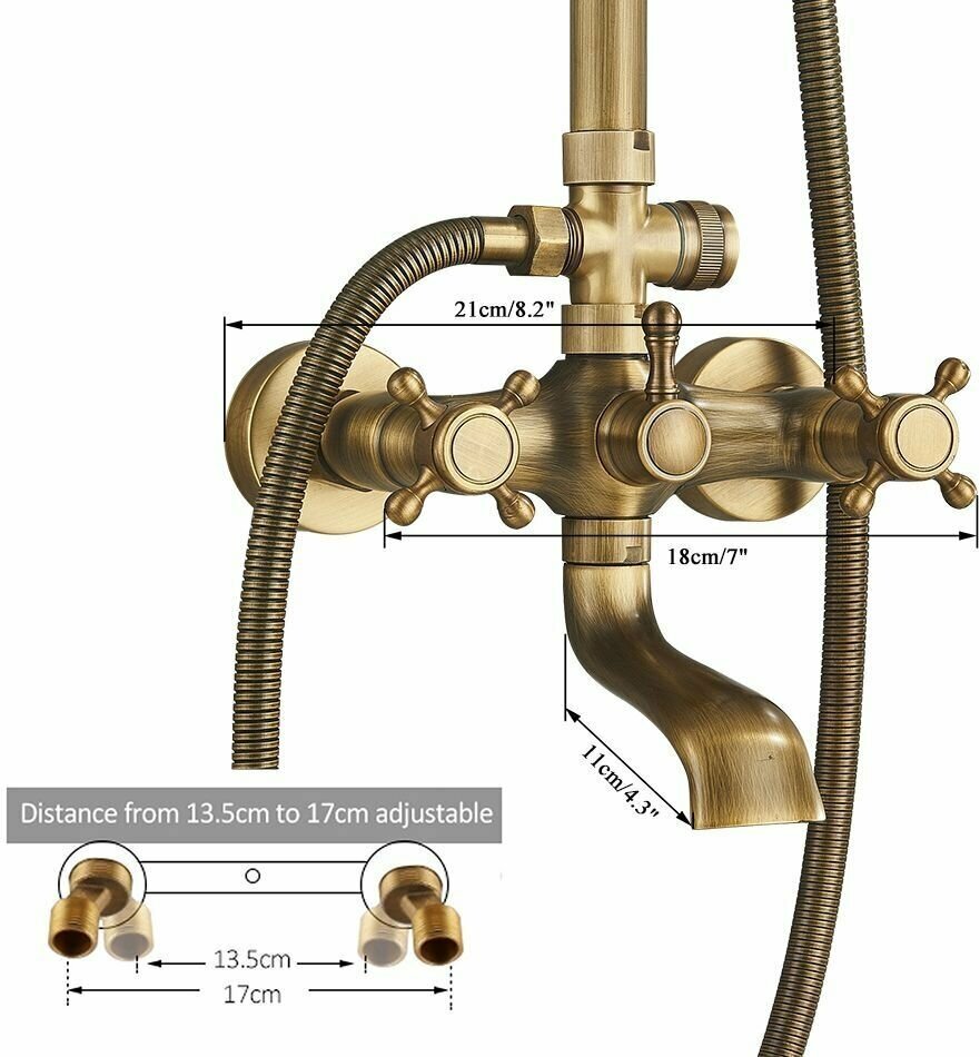 Душевая стойка смеситель тропический душ. Латунная душевая система античная бронза - фотография № 6