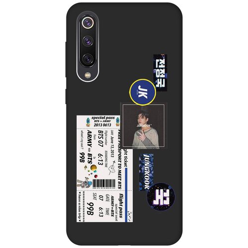 Матовый чехол BTS Stickers для Xiaomi Mi 9 SE / Сяоми Ми 9 СЕ с 3D эффектом черный матовый чехол bts stickers для xiaomi mi 9 se сяоми ми 9 се с 3d эффектом черный