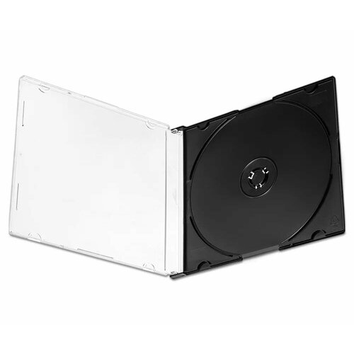 Бокс для CD диска Slim 5 мм, черный, 1 штука CD Slim Box на 1 компакт диск коробка футляр для 1 cd диска jewel case 10 мм на 1 диск 25 штук