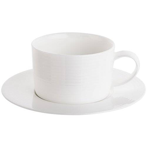 Чашка чайная с блюдцем Mix&Match Конус 300 мл, рельеф, костяной фарфор