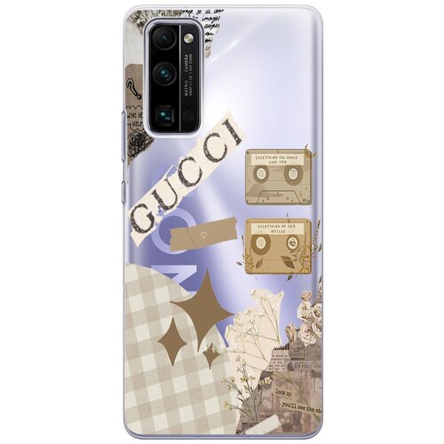 Силиконовый чехол на Honor 30 Pro+, Хонор 30 Про Плюс с 3D принтом GUCCI Stickers прозрачный силиконовый чехол на honor 10 хонор 10 с 3d принтом gucci stickers прозрачный