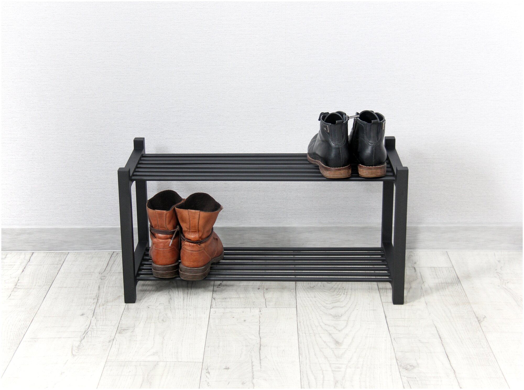 Обувница, этажерка для обуви металлическая цельносварная, чёрная