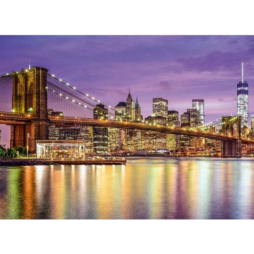 Моющиеся виниловые фотообои Бруклинский мост огни, 400х290 см