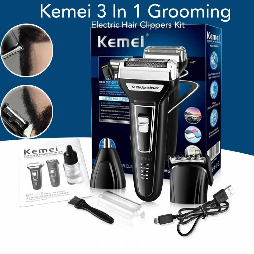 Электронная профессиональная машинка для стрижки волос Kemei 3 в 1 костюме KM-6333