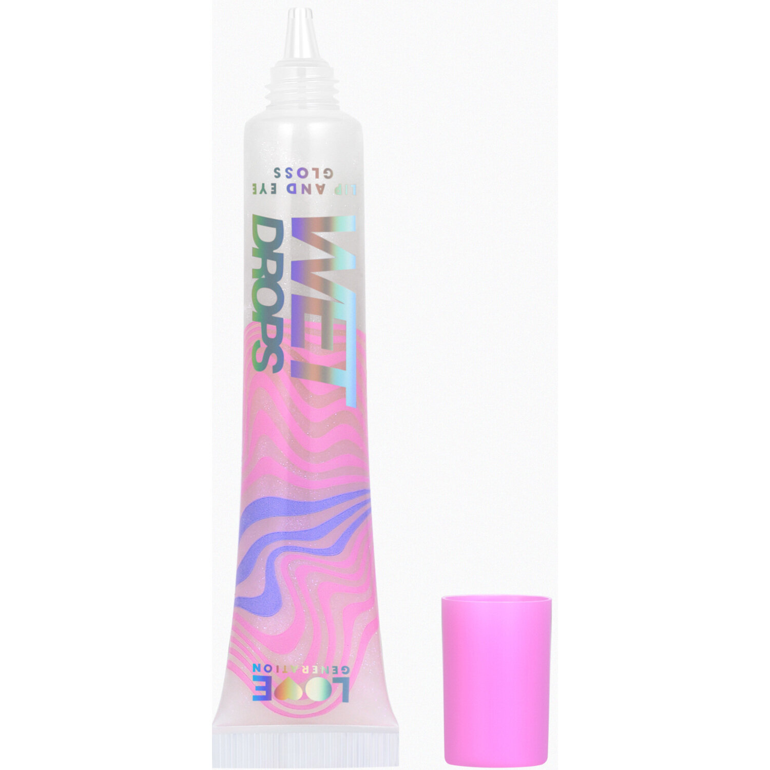 Блеск для глаз и губ Love Generation Wet Drops с эффектом жидкого стекла, тон 02, прозрачный с розовыми сияющими частицами, 12 мл