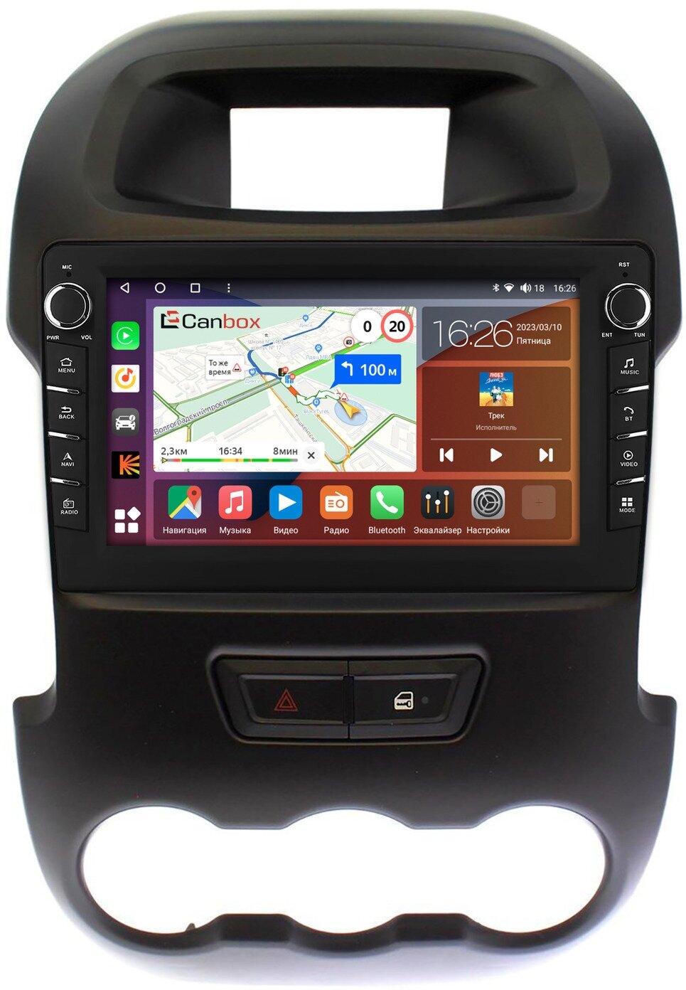 Штатная магнитола Ford Ranger 3 2011-2015 Canbox H-Line 7832-9165 на Android 10 (4G-SIM, 4/32, DSP, IPS) С крутилками