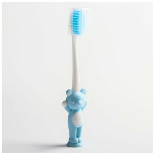Купить Детская зубная щетка на присоске «Мишка», с защитным колпачком, цвет микс, Mum&Baby, Зубные щетки