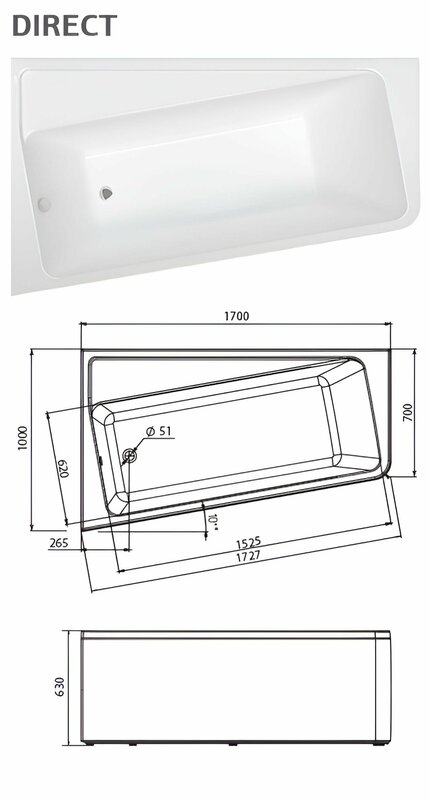 Акриловая ванна Marka One DIRECT 170х100 R