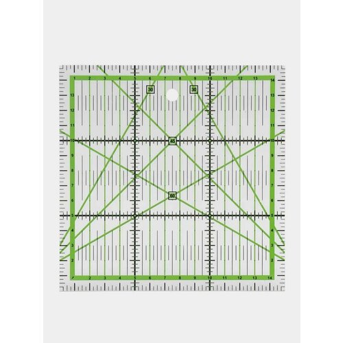 Линейка для пэчворка 15 x 15 см / Прозрачная линейка портновская / Инструмент для шитья и кроя